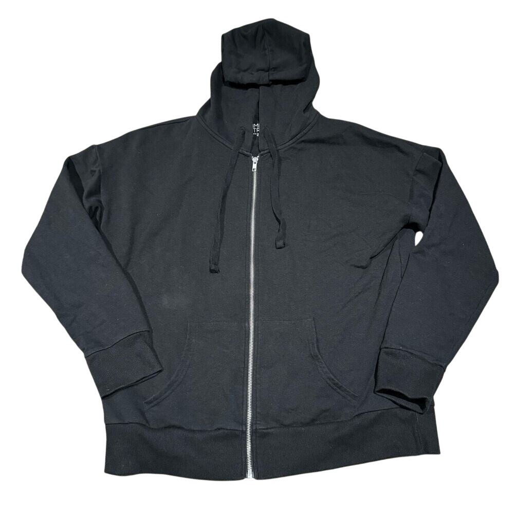 Time and Tru Black Full Zip Hoodie‎ Sweater Womens Large 12-14 Sweatshirt Cotton